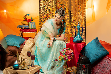 Image showing beautiful arabic style bride in ethnic clothes