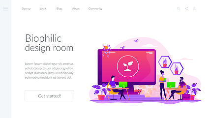 Image showing Biophilic design in workspace landing page template