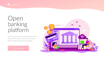 Image showing Open banking platform landing page template