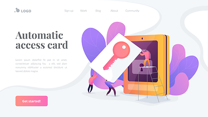 Image showing Security access card landing page template.