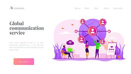 Image showing Global network connection landing page template