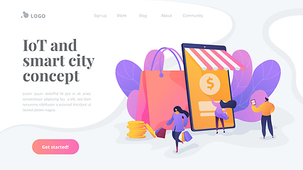 Image showing Smart retail in smart city landing page template.