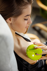 Image showing Beauty Day. Woman doing her daily skincare routine at home