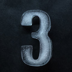 Image showing Numeric value, numbers made out of ice isolated on dark studio background