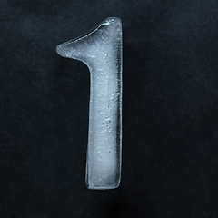 Image showing Numeric value, numbers made out of ice isolated on dark studio background