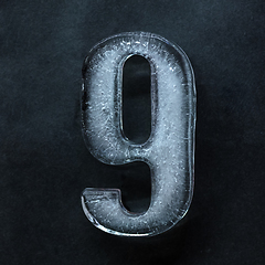 Image showing Numeric value, numbers made out of ice isolated on dark studio background
