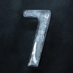 Image showing Numeric value, numbers made out of ice isolated on dark studio background