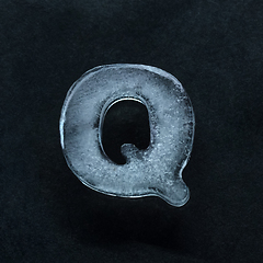 Image showing Alphabet\'s letters made out of ice isolated on dark studio background