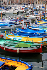 Image showing Colorful boats in the port of Nice, Cote d'Azur, French Riviera