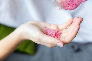 Image showing Beauty Day. Woman doing her daily skincare routine at home