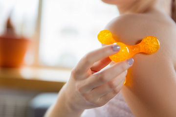 Image showing Beauty Day. Woman doing her daily skincare routine at home