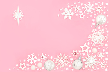 Image showing Festive Background Snowflake and Bauble Composition  