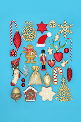 Image showing Collection of Retro Christmas Decorations and Symbols  