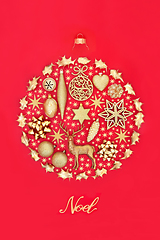 Image showing Christmas Tree Bauble Decoration with Gold Noel Sign 