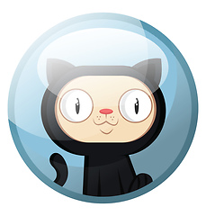 Image showing Cartoon character of a black cat with white face smiling vector 