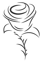 Image showing Simple black and white sketch of rose flower  vector illustratio