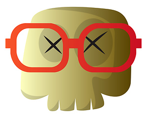 Image showing Cartoon skull with red glasses vector illustartion on white back