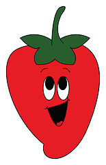 Image showing Emoji of a laughing red strawberry vector or color illustration