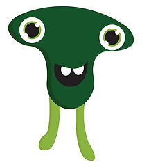 Image showing Smiling green monster with green eyes vector illustration on whi