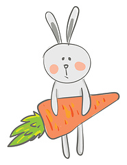 Image showing A big eared cartoon hare in a very depressed mood as he holds a 