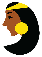 Image showing Lady with golden earrings and head ornament vector or color illu