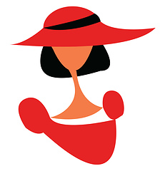 Image showing A lady with red hat vector or color illustration