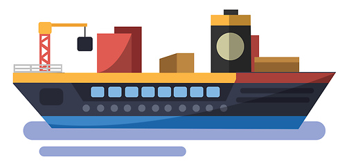 Image showing Colorfull minimalistic vector illustration of trasport ship on w