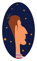 Image showing Profile of a man\'s face at night illustration print vector on wh