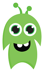 Image showing Happy lime green monster vector illustration on white background