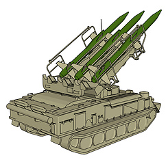 Image showing 3D vector illustration on white background of a military missile