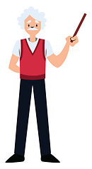 Image showing Old professor character vector illustration on a white backgroun