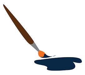 Image showing A brown brush dipped in blue paint vector or color illustration