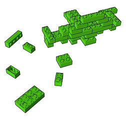 Image showing The green colored blocks toy vector or color illustration
