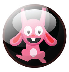 Image showing Cartoon character of a pink rabbit hanging vector illustration i