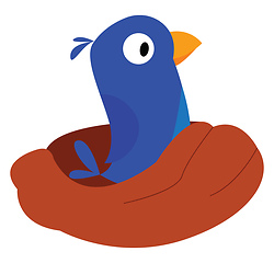 Image showing Little blue bird in the nest vector illustration on white backgr