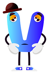 Image showing Blue letter V with brown hat vector illustration on white backgr