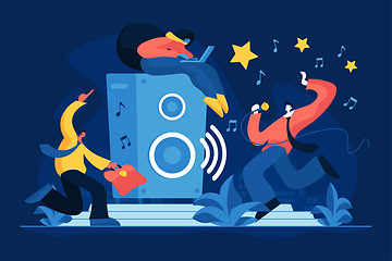 Image showing Corporate karaoke party flat vector illustration