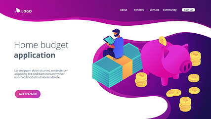 Image showing Budget control app isometric 3D landing page.