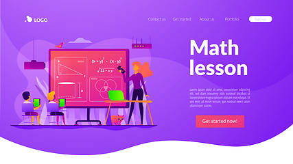 Image showing Math lessons landing page template.