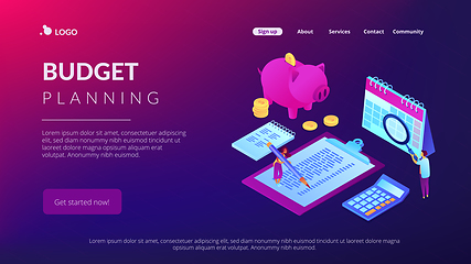 Image showing Budget planning isometric 3D landing page.