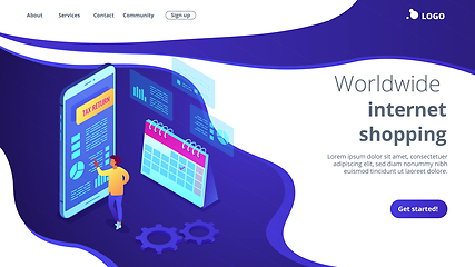 Image showing Tax return service isometric 3D landing page.
