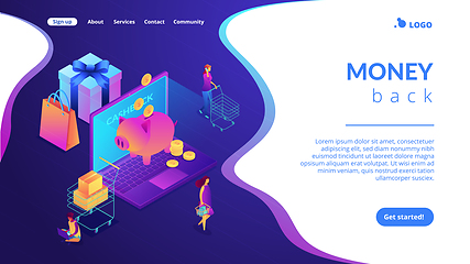 Image showing Cash back isometric 3D landing page.