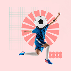 Image showing Sport and geometric style. Modern design. Contemporary art collage.