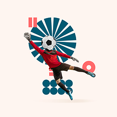 Image showing Sport and geometric style. Modern design. Contemporary art collage.