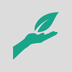 Image showing Hand holding leaf icon