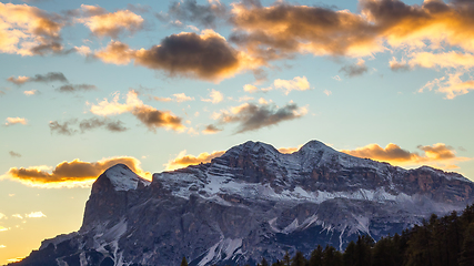 Image showing Sunset over Tofana mountain group 