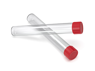 Image showing Two test tubes with red caps