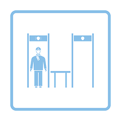 Image showing Stadium metal detector frame with inspecting fan icon