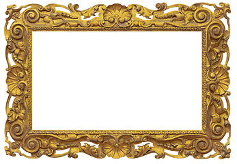 Image showing Wooden vintage rectangular gilded antique empty picture frame