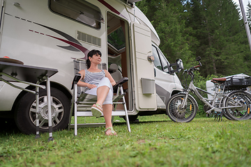 Image showing Family vacation travel, holiday trip in motorhome